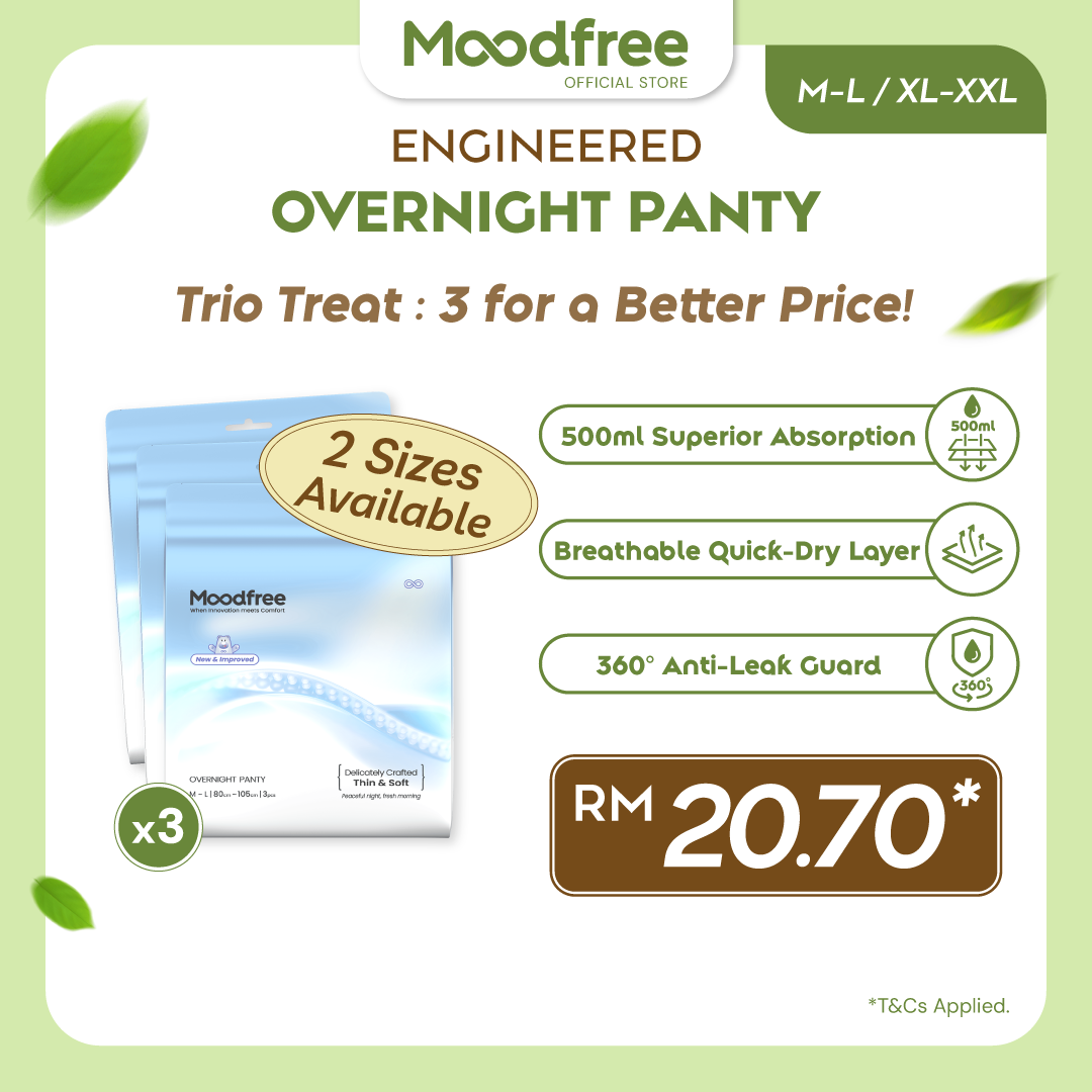 Moodfree Engineered Overnight Panty (3 pcs/pack)(M-L/ XL-XXL)