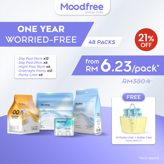 One Year Worried-Free (Free 6x Panty Liner + Limited Edition Butter Tote Bag worth RM130.7)