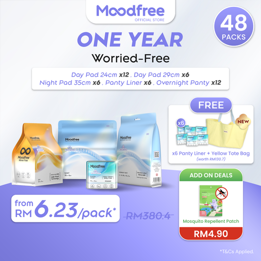 One Year Worried-Free (Free 6x Panty Liner + Limited Edition Butter Tote Bag worth RM130.7)