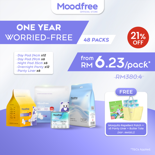 One Year Worried-Free (Free 6x Panty Liner + Limited Edition Butter Tote Bag worth RM130.7)