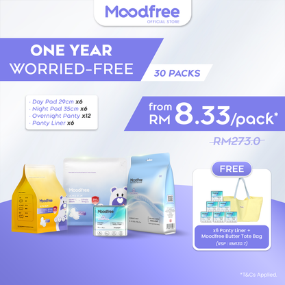 One Year Worried-Free (Free 6x Panty Liner + Limited Edition Butter Tote Bag worth RM130.7)