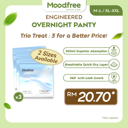 Moodfree Engineered Overnight Panty (3 pcs/pack)(M-L/ XL-XXL)
