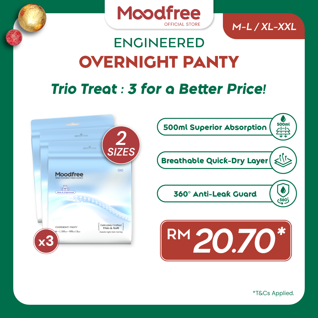 Moodfree Engineered Overnight Panty (3 pcs/pack)(M-L/ XL-XXL)