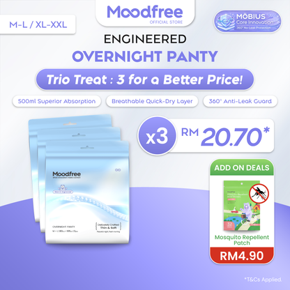 Moodfree Engineered Overnight Panty (3 pcs/pack)(M-L/ XL-XXL)