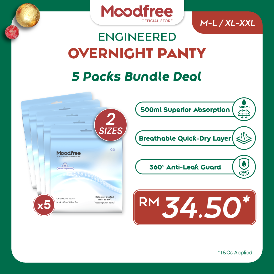 Moodfree Engineered Overnight Panty (3 pcs/pack)(M-L/ XL-XXL)