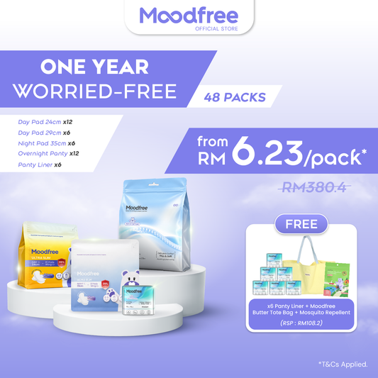 One Year Worried-Free (Free 6x Panty Liner + Limited Edition Butter Tote Bag worth RM130.7)