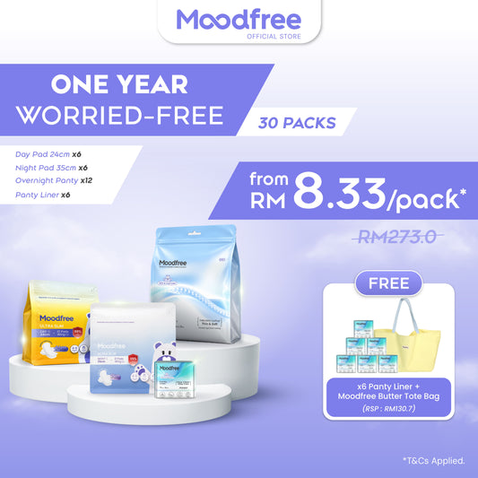 One Year Worried-Free (Free 6x Panty Liner + Limited Edition Butter Tote Bag worth RM130.7)