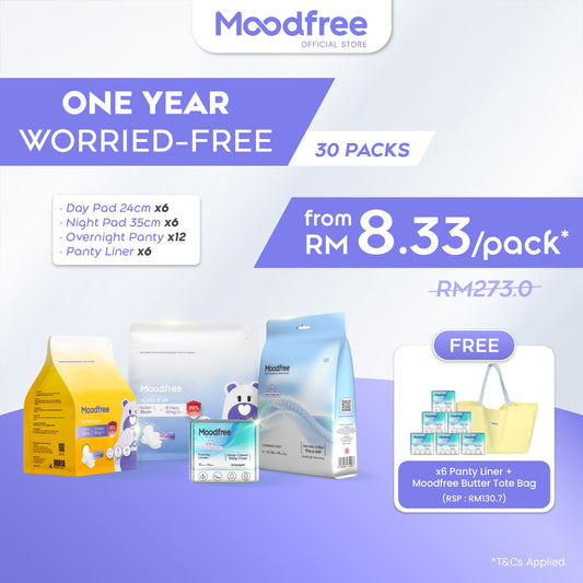 One Year Worried-Free (Free 6x Panty Liner + Limited Edition Butter Tote Bag worth RM130.7)