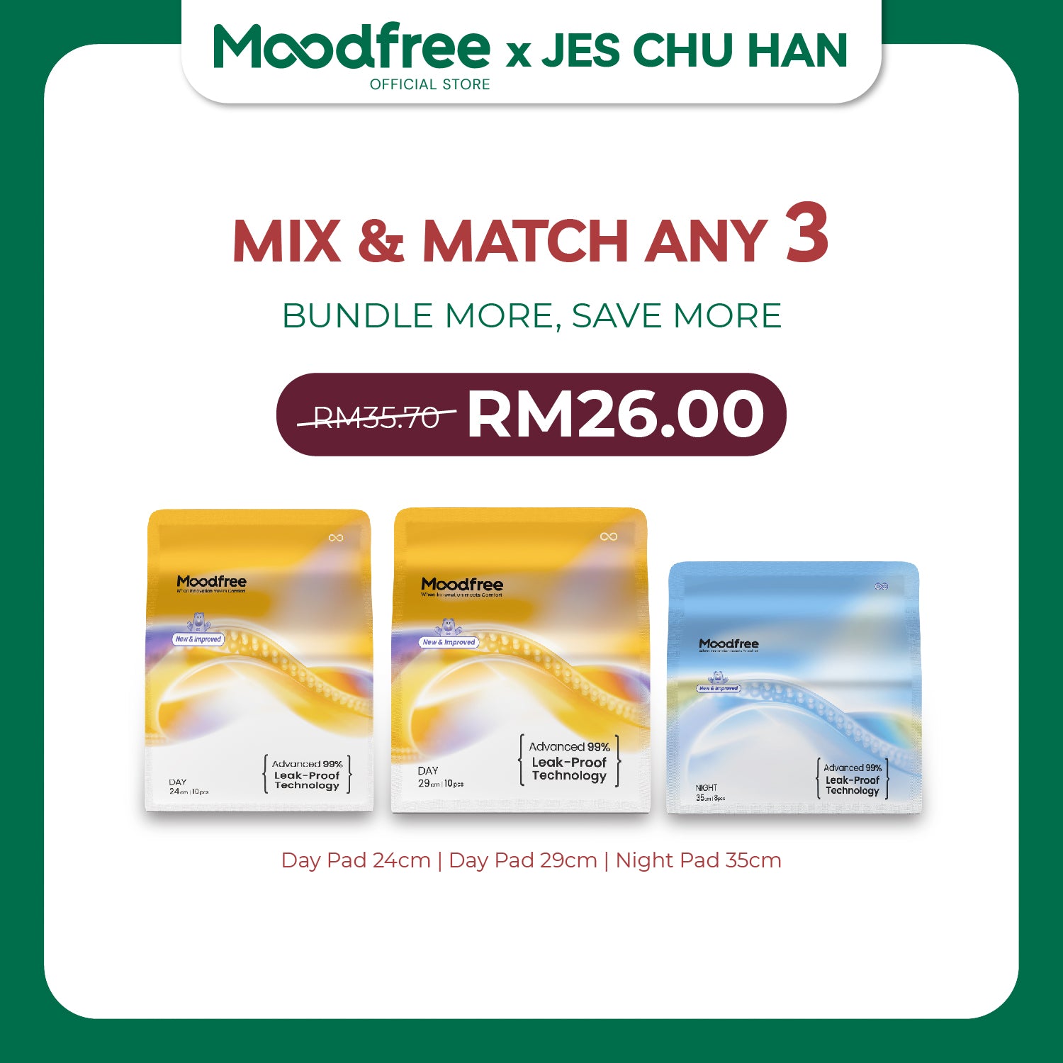 [JES CHU HAN] MIX & MATCH ANY 3 SANITARY PADS