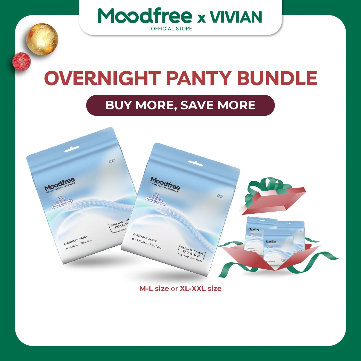 [VIVIAN] MOODFREE Engineered Overnight Panty Bundle