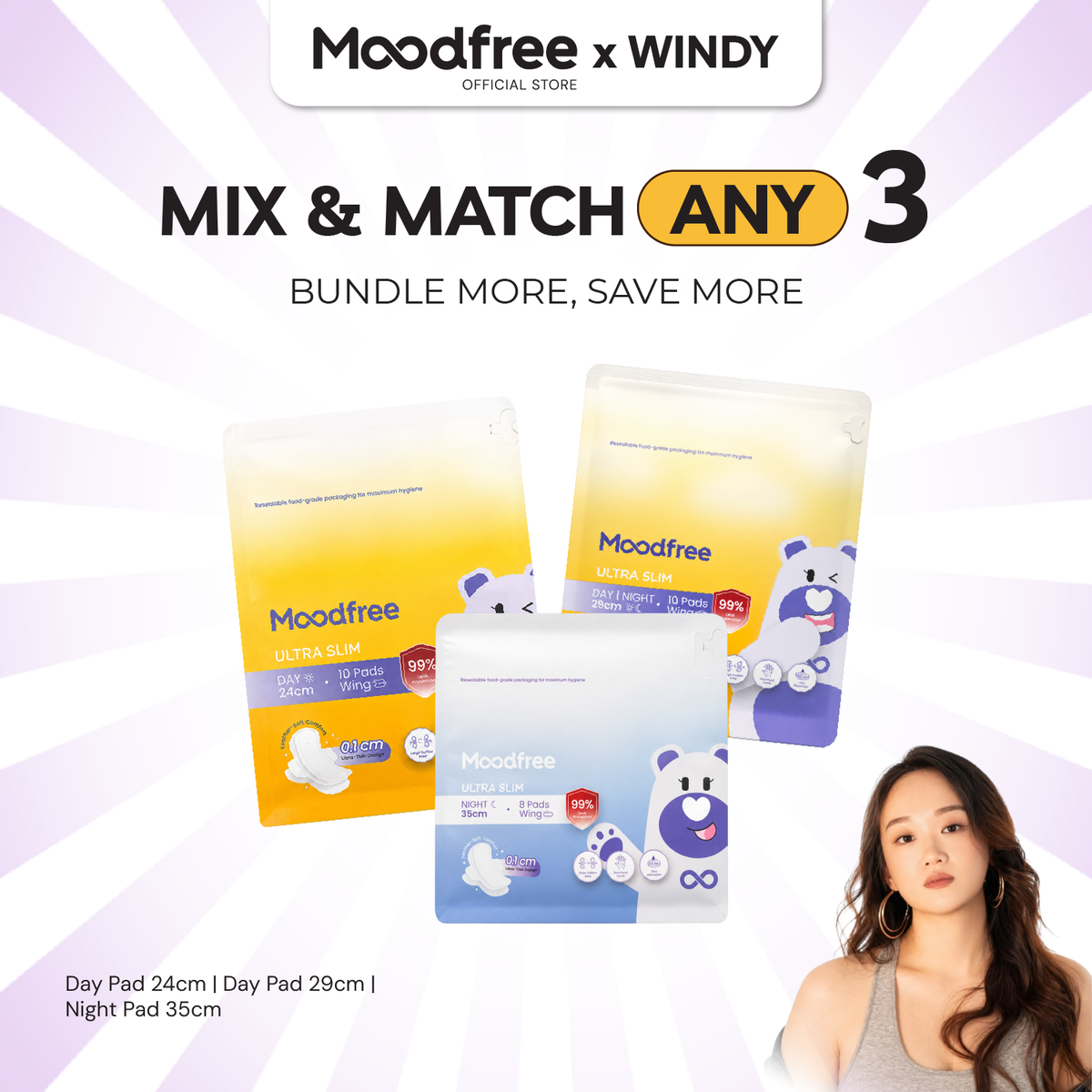 [WINDY] MIX & MATCH ANY 3 SANITARY PADS